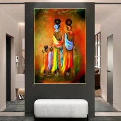 Abstract People Oil Painting African Woman and Child Handmade Painted Wall Art On Canvas Scandinavian Style Home Decor Gift Rolled Canvas No Frame Unstretched Living Room