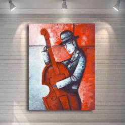 Abstract Picasso Man Playing Musical Instrument Poster Grace Woman Oil Painting on Canvas Nordic Jazz Violin Prints Home Decor