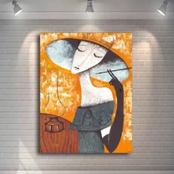 Abstract Picasso Man Playing Musical Instrument Poster Grace Woman Oil Painting on Canvas Nordic Jazz Violin Prints Home Decor