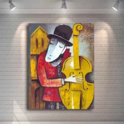 Abstract Picasso Man Playing Musical Instrument Poster Grace Woman Oil Painting on Canvas Nordic Jazz Violin Prints Home Decor