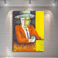 Abstract Picasso Man Playing Musical Instrument Poster Grace Woman Oil Painting on Canvas Nordic Jazz Violin Prints Home Decor