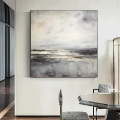 Abstract Skyline Painting hand painted Extra large wall art pain ting handmade gray landscape painting on canvas large wall art gold abstract mordern painting for Bedroom Living room painting