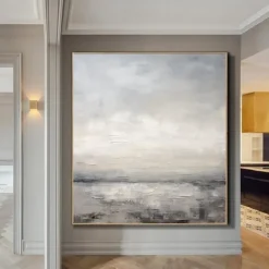 Abstract Skyline Painting hand painted Extra large wall art pain ting handmade gray landscape painting on canvas large wall art gold abstract mordern painting for Bedroom Living room painting