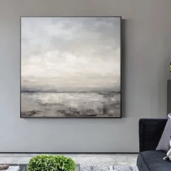 Abstract Skyline Painting hand painted Extra large wall art pain ting handmade gray landscape painting on canvas large wall art gold abstract mordern painting for Bedroom Living room painting