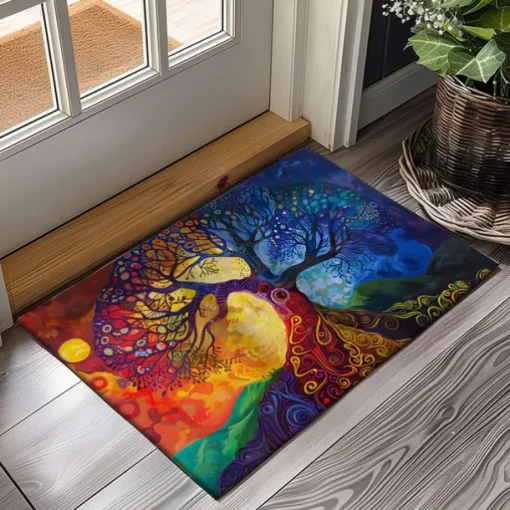 Abstract Tree of Life Doormat Floor Mats Washable Rugs Kitchen Mat Non-Slip Oil Proof Rug Indoor Outdoor Mat Bedroom Decor Bathroom Mat Entrance Rug