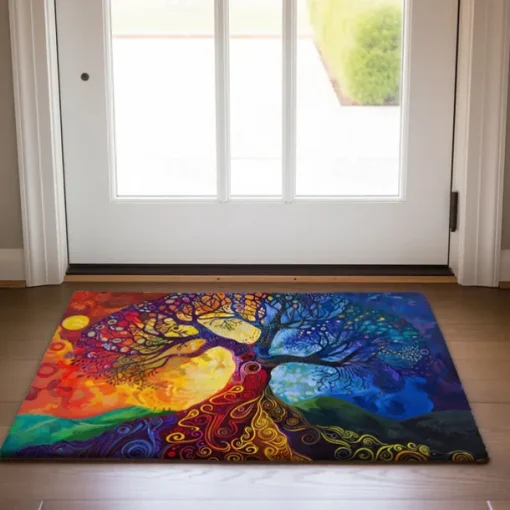 Abstract Tree of Life Doormat Floor Mats Washable Rugs Kitchen Mat Non-Slip Oil Proof Rug Indoor Outdoor Mat Bedroom Decor Bathroom Mat Entrance Rug