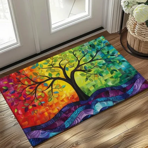 Abstract Tree of Life Doormat Floor Mats Washable Rugs Kitchen Mat Non-Slip Oil Proof Rug Indoor Outdoor Mat Bedroom Decor Bathroom Mat Entrance Rug