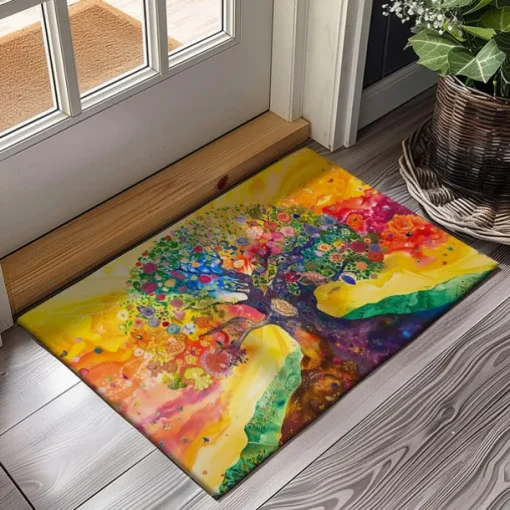 Abstract Tree of Life Doormat Floor Mats Washable Rugs Kitchen Mat Non-Slip Oil Proof Rug Indoor Outdoor Mat Bedroom Decor Bathroom Mat Entrance Rug