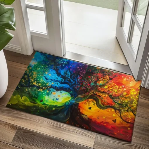 Abstract Tree of Life Doormat Floor Mats Washable Rugs Kitchen Mat Non-Slip Oil Proof Rug Indoor Outdoor Mat Bedroom Decor Bathroom Mat Entrance Rug