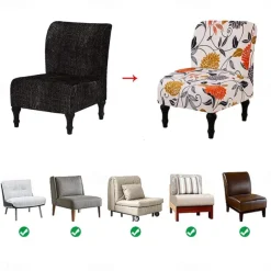 Accent Chair Cover Armless Armchair Slipcover Stretch Armless Chair Covers for Living Room Chair Slipcovers Furniture Protector with Elastic Bottom,Washable