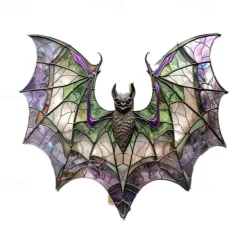 Acrylic Bat Catcher Stained Glass Style Window Hanging Decoration Versatile Halloween Decoration
