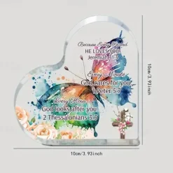 Acrylic Heart Plaque Christian Gifts For Women Men Faith Christmas Acrylic Paperweight Inspirational Religious Gifts Home Decor Room Decor Scene Decor Office Decor