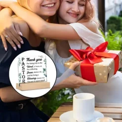Acrylic Plaque with Wooden Base, Christian Keepsake Gift from Pastor to Believer, Religious Holiday Décor for Table, Room, Home, Café, Bar, and Restaurant