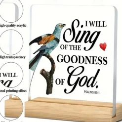 Acrylic Plaque with Wooden Base, Christian Inspirational Gift, Kindness Desk Decoration Featuring Scripture Quotes with Bird Design, Perfect for Home or Office Décor