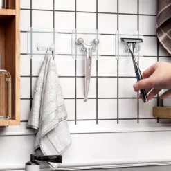 Adhesive Hook -30 Pieces With Adhesive Tape - No Damage No Tools Required No Holes Waterproof And Oil Resistant Very Suitable For Bathroom Kitchen And Home Decoration