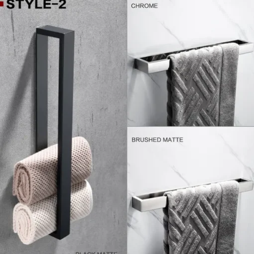 Adhesive Towel Bar with Hook, SUS304 Stainless Steel Hand Towel Holder for Bathroom, Towel Rack for Rolled Towels 40cm