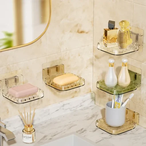Adhesive Wall-Mount Soap Dish: Creative Large Drainage Soap Box for Bathroom, No Drilling Needed