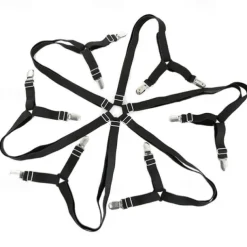 Adjustable Bed Sheet Holder with 12 Clips, Quilt Fixers, Adjustable Elastic Bed Sheet Holder for Sheets Mattress Covers Sofa Cushion Covers Sheet Clips