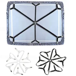 Adjustable Bed Sheet Holder with 12 Clips, Quilt Fixers, Adjustable Elastic Bed Sheet Holder for Sheets Mattress Covers Sofa Cushion Covers Sheet Clips