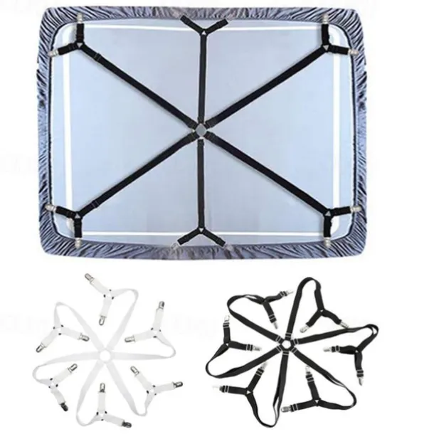 Adjustable Bed Sheet Holder with 12 Clips, Quilt Fixers, Adjustable Elastic Bed Sheet Holder for Sheets Mattress Covers Sofa Cushion Covers Sheet Clips