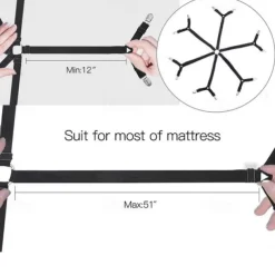 Adjustable Bed Sheet Holder with 12 Clips, Quilt Fixers, Adjustable Elastic Bed Sheet Holder for Sheets Mattress Covers Sofa Cushion Covers Sheet Clips