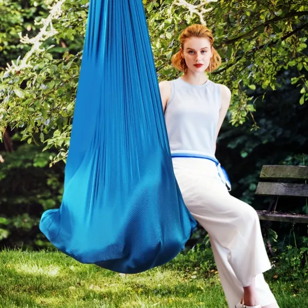 Adjustable Elastic 100*280cm Indoor Outdoor Fabric Hammock for Yoga, Camping, Picnic - Swing Hammock