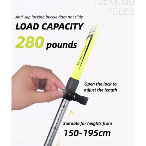 Adjustable Folding Telescopic Hiking Cane, Aluminum Alloy Lock Cane Hiking Outdoor Aluminum Crutches