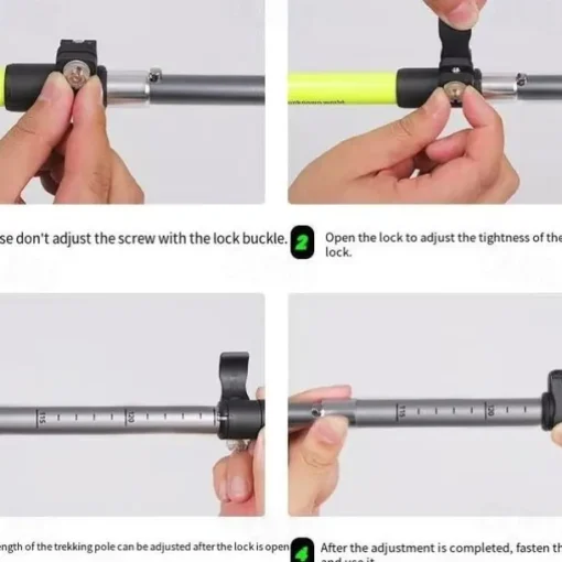 Adjustable Folding Telescopic Hiking Cane, Aluminum Alloy Lock Cane Hiking Outdoor Aluminum Crutches