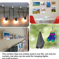 Adjustable Indoor Outdoor Wire Curtain Rod Room Divider Hanging System with 24 Clips Wire Hanging System For Tapestry Clothesline Clothes Hanger Craft Art Decoration on Walls