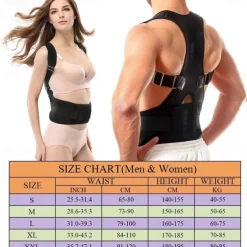 Adjustable Magnetic Posture Corrector Corset Adult Back Brace Support Belt Shoulder Orthopedic Vest Black Color