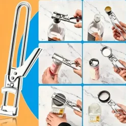 Adjustable Stainless Steel Jar Opener & Lid Opener Manual Can Opener Easy Grip Jar Can Opener Kitchen Accessory for Weak Hands Ideal for Home & Outdoor Use - Metal No Power Re