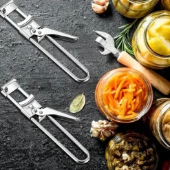 Adjustable Stainless Steel Jar Opener & Lid Opener Manual Can Opener Easy Grip Jar Can Opener Kitchen Accessory for Weak Hands Ideal for Home & Outdoor Use - Metal No Power Re