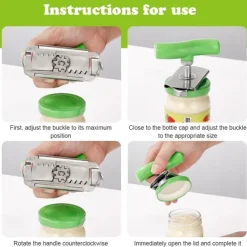 Adjustable Stainless Steel Jar Opener: Easy on Arthritic Joints, Quick Bottle Opening for Seniors, Tin Lid Opener