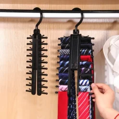Adjustable Tie Storage Rack 360 Degree Rotating Household Tie Shelf Belt Silk Scarf Artifact Cabinet Organizer Hangers