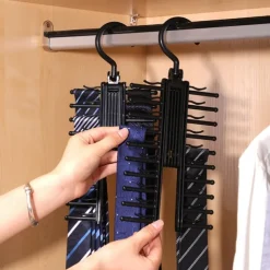 Adjustable Tie Storage Rack 360 Degree Rotating Household Tie Shelf Belt Silk Scarf Artifact Cabinet Organizer Hangers