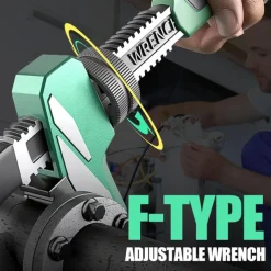 Adjustable Wrench, F-Type Pipe Wrench, Multi-Functional Plumbing Wrench, Heavy Duty Pipe Wrenches for Special-Shaped Valve Removal and Round Pipes