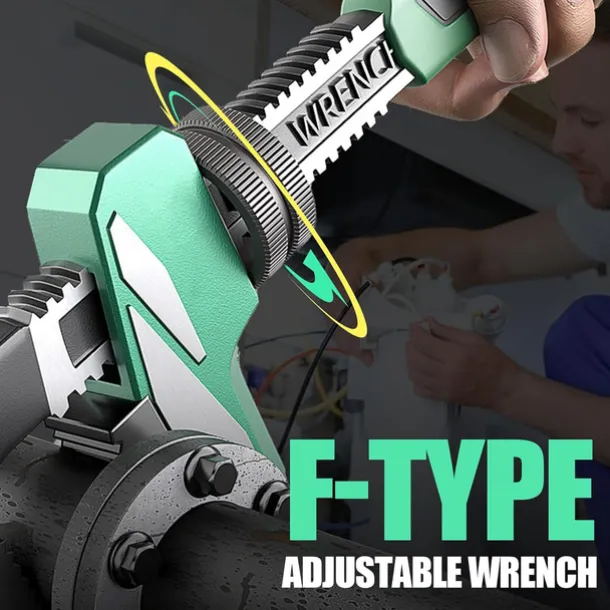 Adjustable Wrench, F-Type Pipe Wrench, Multi-Functional Plumbing Wrench, Heavy Duty Pipe Wrenches for Special-Shaped Valve Removal and Round Pipes
