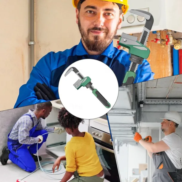 Adjustable Wrench, F-Type Pipe Wrench, Multi-Functional Plumbing Wrench, Heavy Duty Pipe Wrenches for Special-Shaped Valve Removal and Round Pipes