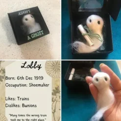 Adopt A Ghost, Halloween Gift Cute Ghost Little Felt Ghost Box with Tiny Scroll, Felt Ghost Gift Box, Cute Ghost Matchbox Gift, Ghost Ornament for Friends Family