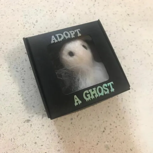 Adopt A Ghost, Halloween Gift Cute Ghost Little Felt Ghost Box with Tiny Scroll, Felt Ghost Gift Box, Cute Ghost Matchbox Gift, Ghost Ornament for Friends Family
