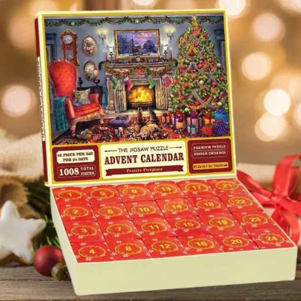 Advent Calendar 2025 Jigsaw Puzzles - 24 Boxes 1008 Pieces Puzzles Countdown to Christmas, Christmas Gifts Stocking Stuffers, Christmas Decorations Christmas Puzzle for Adults Kids, Xmas Gift