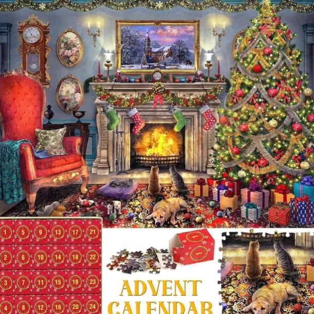 Advent Calendar 2025 Jigsaw Puzzles - 24 Boxes 1008 Pieces Puzzles Countdown to Christmas, Christmas Gifts Stocking Stuffers, Christmas Decorations Christmas Puzzle for Adults Kids, Xmas Gift
