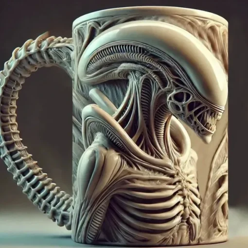Alien Coffee Mug, Creative Horror Resin Monster Cup, Evil Creature Mug Figurine, Unique Decorative Alien Sculpture for Home or Office Display