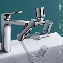 Alloy Faucet Extender Head Replacement Mechanical Arm 1080° 2 Mode Sprayer Nozzle Attachment, Water Aerator Bubbler for Bathroom Kitchen, Universal Tap Extend Spray Filter Spout Adapter Accessories