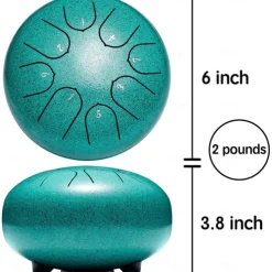 Alloy Steel Tongue Drum 6 Inch 8 Notes Hand Drums with Bag Sticks Music Book, Sound Healing Instruments for Musical Education Entertainment Meditation Yoga Zen Gifts