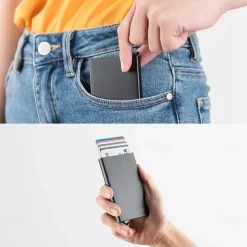 Aluminum Card Holder ID RFID Credit Card Holder Automatic Pop-up Bank Card Box Smart Quick Release Women Wallet Mini Car Package