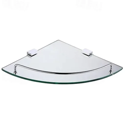 Aluminum Glass Shelf Bathroom Bath Corner Caddy Basket Storage Hanging Organizer with Extra Thick TEMPERED Glass Contemporary Style Wall Mount