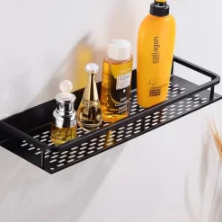 Aluminum Toilet Rack Wall Hanging Black Hotel Pendant Rectangular Net Blue Storage Rack Bathroom Accessories