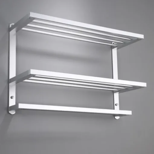 Aluminum Towel Rack for Bathroom,3-Layer Wall Mounted Towel Bar Towel Rail Towel Holder Bathroom Hardware Storage 60cm(Black/Silver/Gun Grey)
