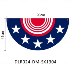 American 4th of July Bunting Flag 3 x1.5 Ft Non-Pleated Fan Flag Banner Eagle Polyester Flag for Holiday Outdoor Hanging Decor Patriotic Memorial Day